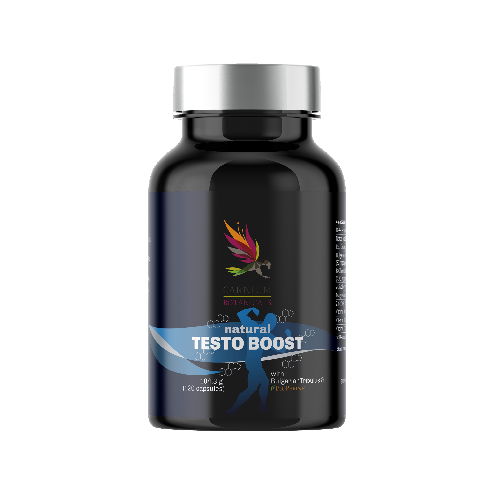CARNIUM BOTANICALS Natural Testo Boost: Posilovač Testosteronu 120 kapslí