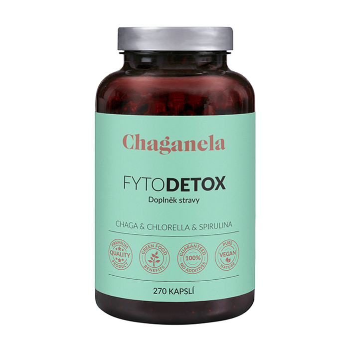 CHAGANELA FytoDETOX Chaga + Chlorella + Spirulina 270 kapslí