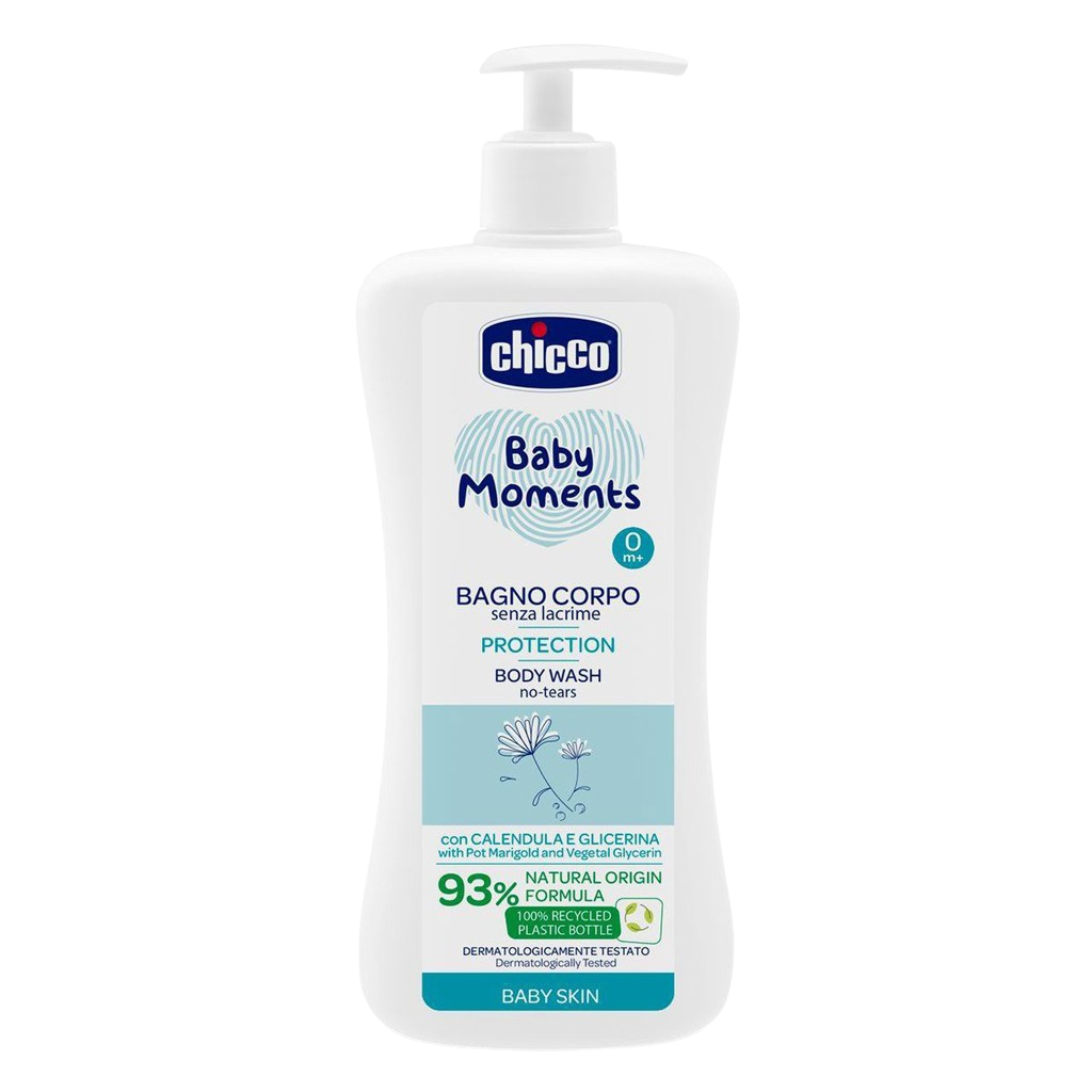 CHICCO Baby Moments Protection Šampon na tělo s dávkovačem, 93% přírodních složek 750 ml