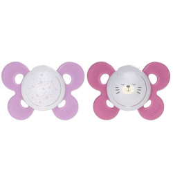 Chicco Dudlík Physio Comfort silikon noční 16-36m dívka - hvězdy/méďa 2 ks