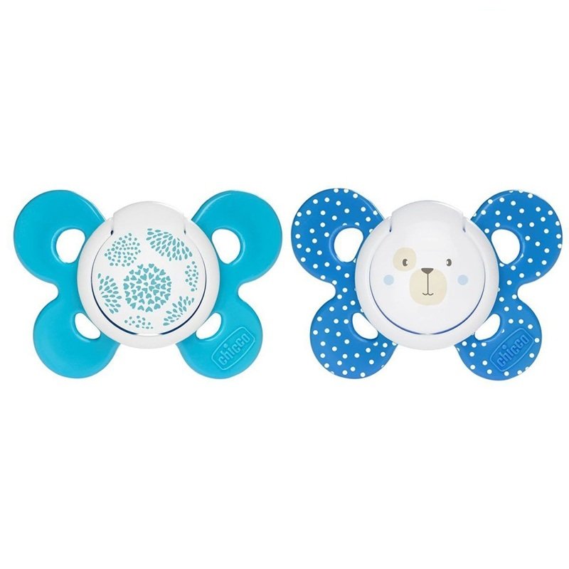 Chicco Dudlík Physio Comfort silikonový 6-16m chlapec - tečky/méďa 2 ks