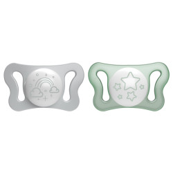 Chicco Dudlík Physioforma® Micro silikonový noční 0–2 m 2 ks