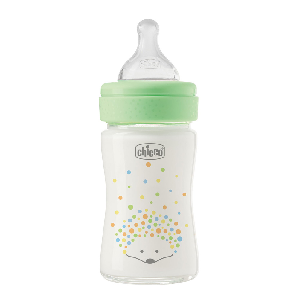 Chicco Kojenecká skleněná láhev Perfect Easy pomalý silikonový průtok 0m+ 150 ml neutrální