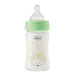 Chicco Kojenecká skleněná láhev Perfect Easy pomalý silikonový průtok 0m+ 150 ml neutrální