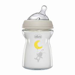Chicco Láhev kojenecká antikolik Natural Feeling skleněná 0m+ 250 ml neutrální