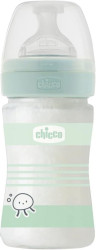CHICCO Láhev kojenecká sklo Well-being silikon, uni 150 ml