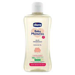 CHICCO Olej masážní s bavlnou a vitamínem E Baby Moments sensitive 74 % přírodních složek 200 ml