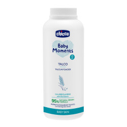 CHICCO Pudr dětský Baby Moments s ryžovým škrobem 95 % přírodních složek, 150 g