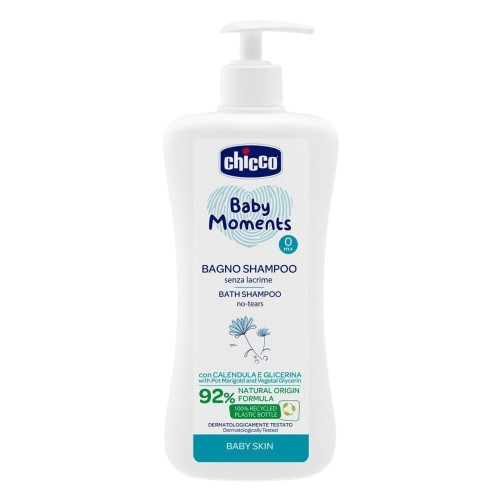 CHICCO Šampon na vlasy a tělo s dávkovačem Baby Moments 92 % přírodních složek 500 ml