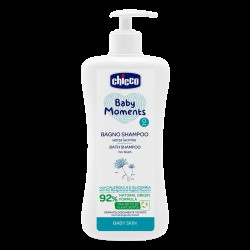 CHICCO Šampon na vlasy a tělo s dávkovačem Baby Moments 92 % přírodních složek 500 ml