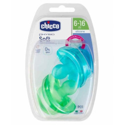 CHICCO Šidítko Physio Soft celosilikonové 6-16m 2 ks