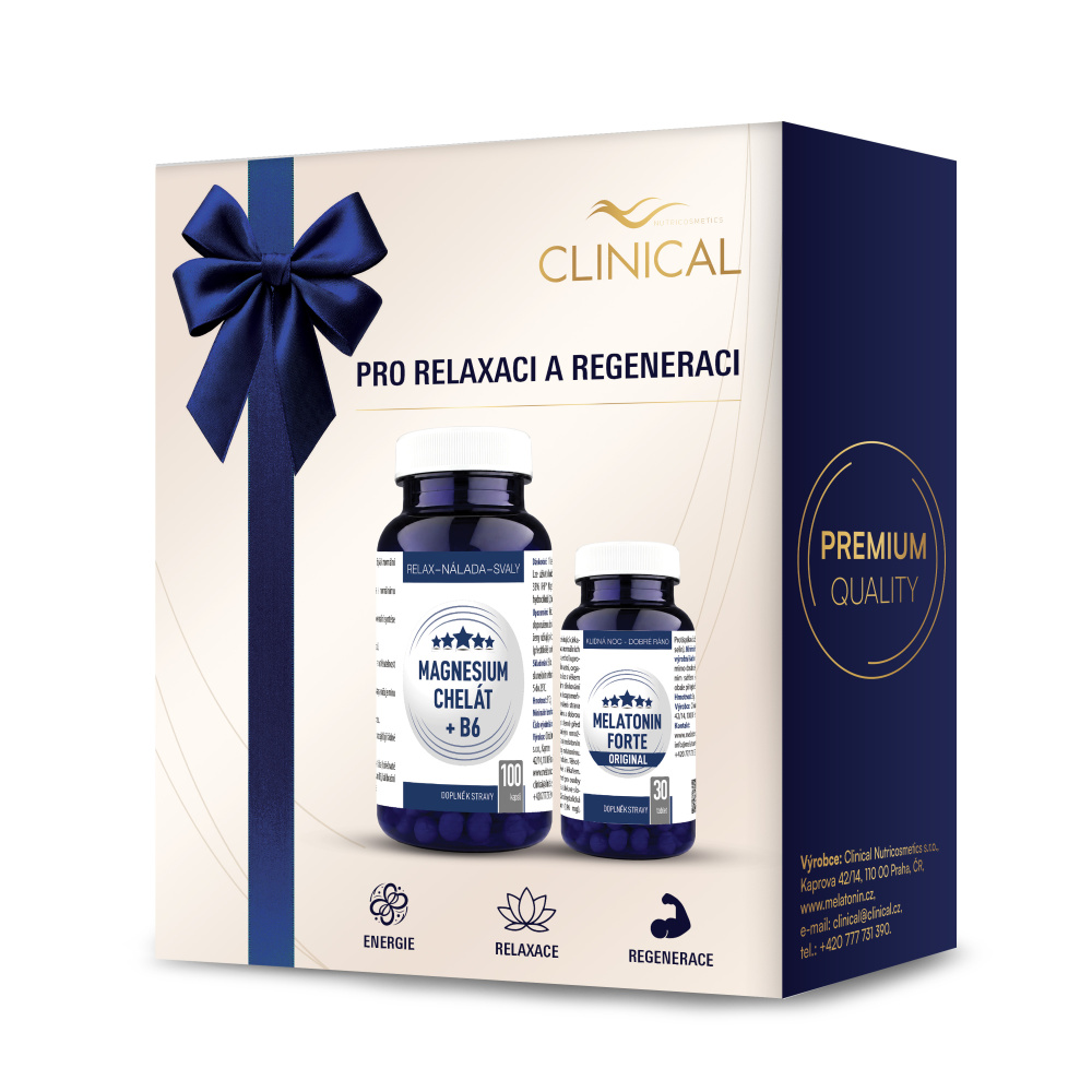 Clinical Magnesium Chelát B6 + Melatonin Forte Original 1+1 ks 100 tablet + 30 tablet
