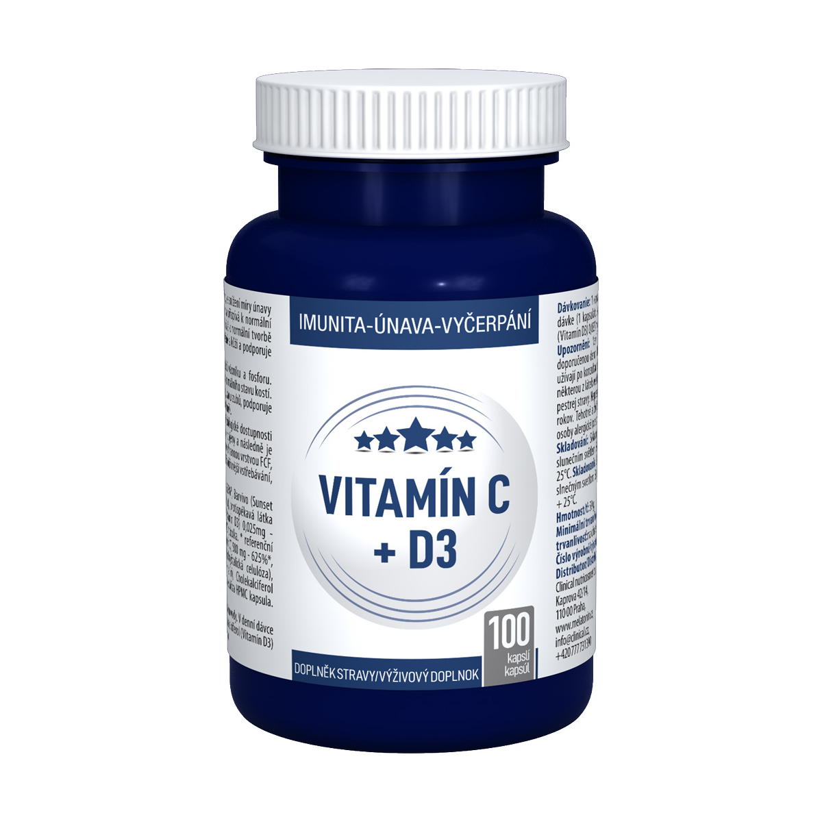 Clinical Vitamín C + D3 100 kapslí