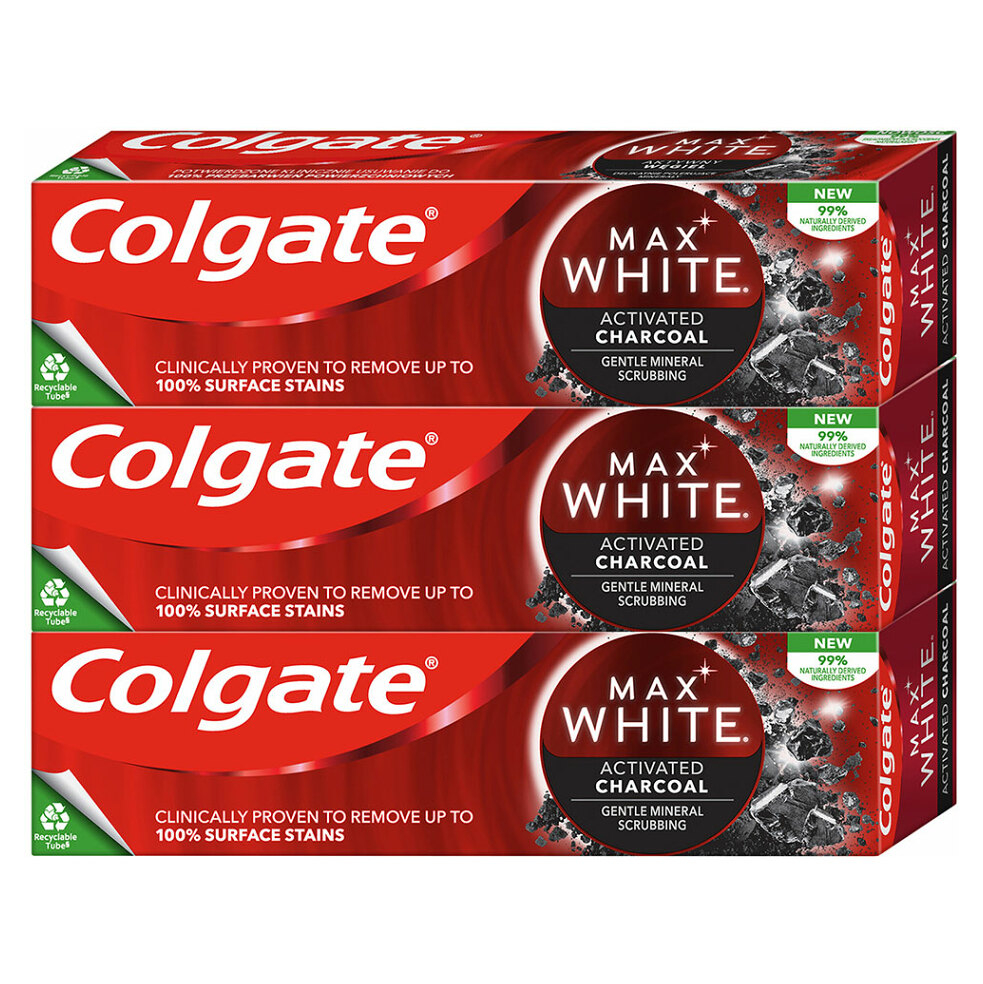 COLGATE Zubní pasta Max White Charcoal  3 x 75 ml