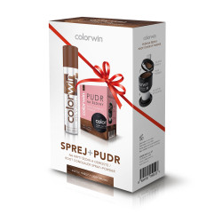 Colorwin Sprej 75 ml a pudr 3,2 g na krytí šedin světle hnědá dárkové balení 2 ks