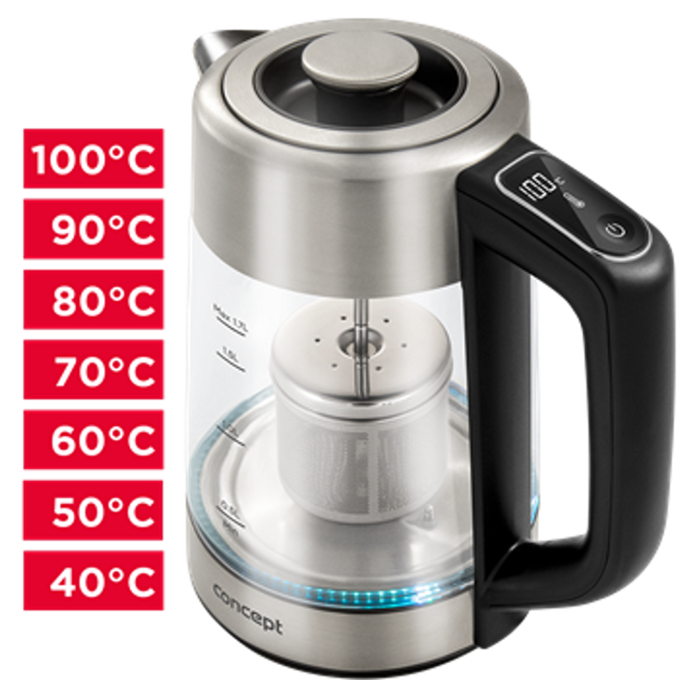 CONCEPT RK4190 Digitální rychlovarná konvice s regulací teploty 1,7 l