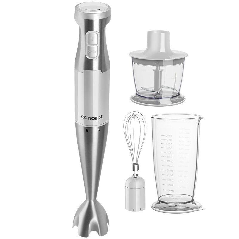CONCEPT TM4910 Tyčový mixér s chopperom, šľahacou metlou a mixovacou nádobou 1000 W, bílá