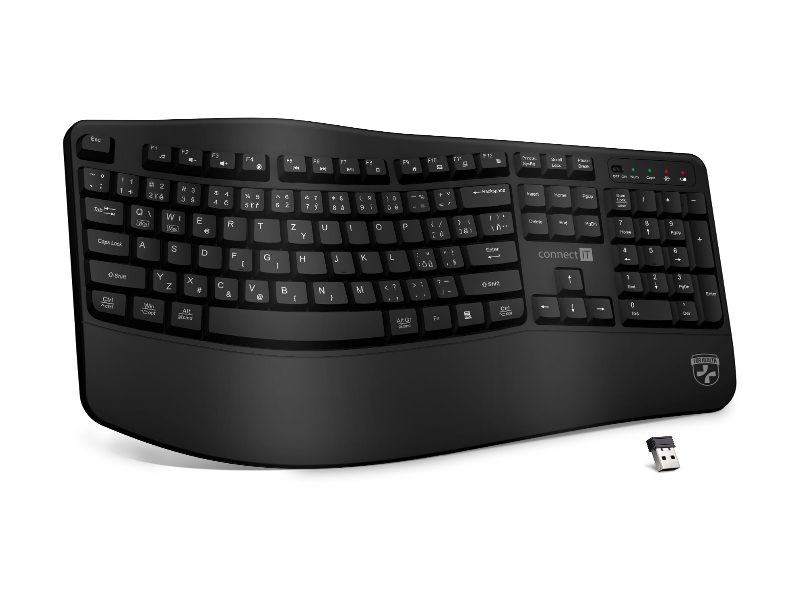 Connect IT For Health CZ + SK verze ergonomická klávesnice černá