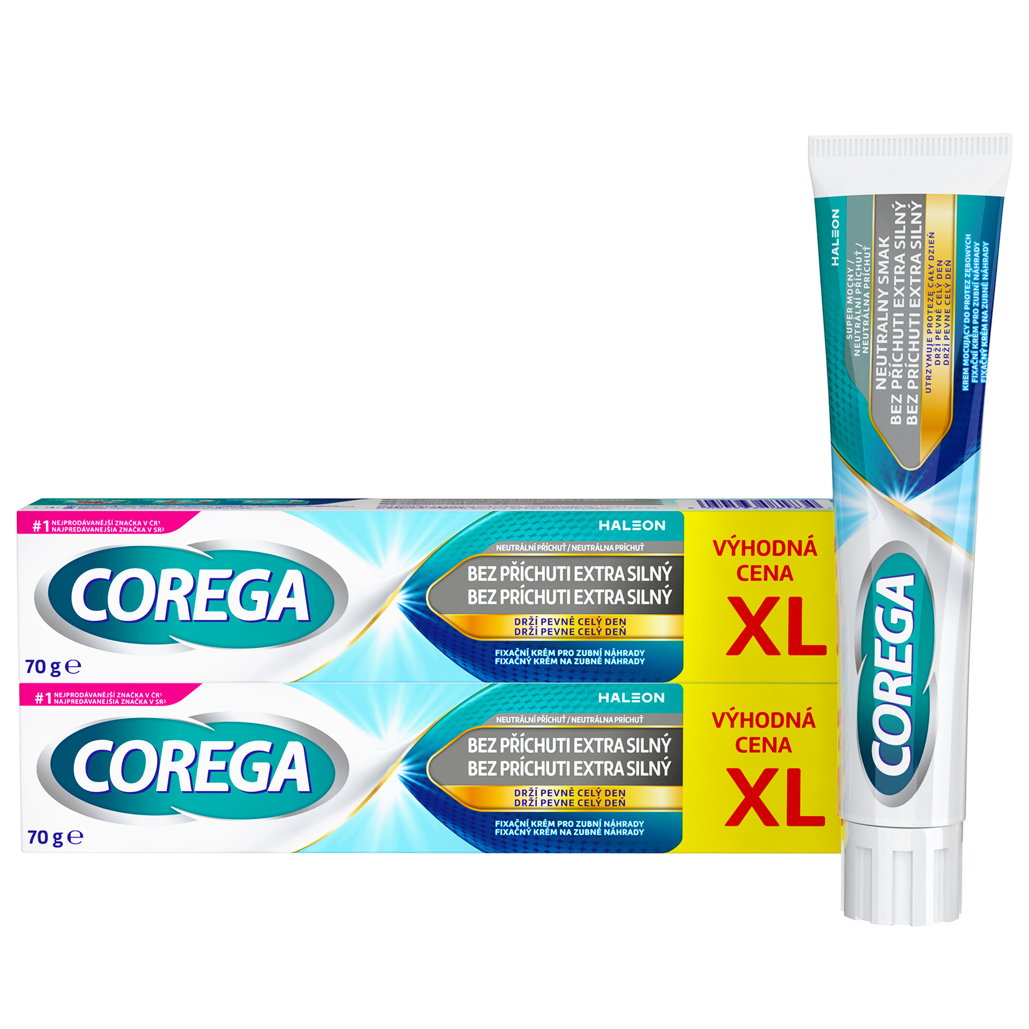Corega Bez příchuti extra silný fixační krém 2x70 g