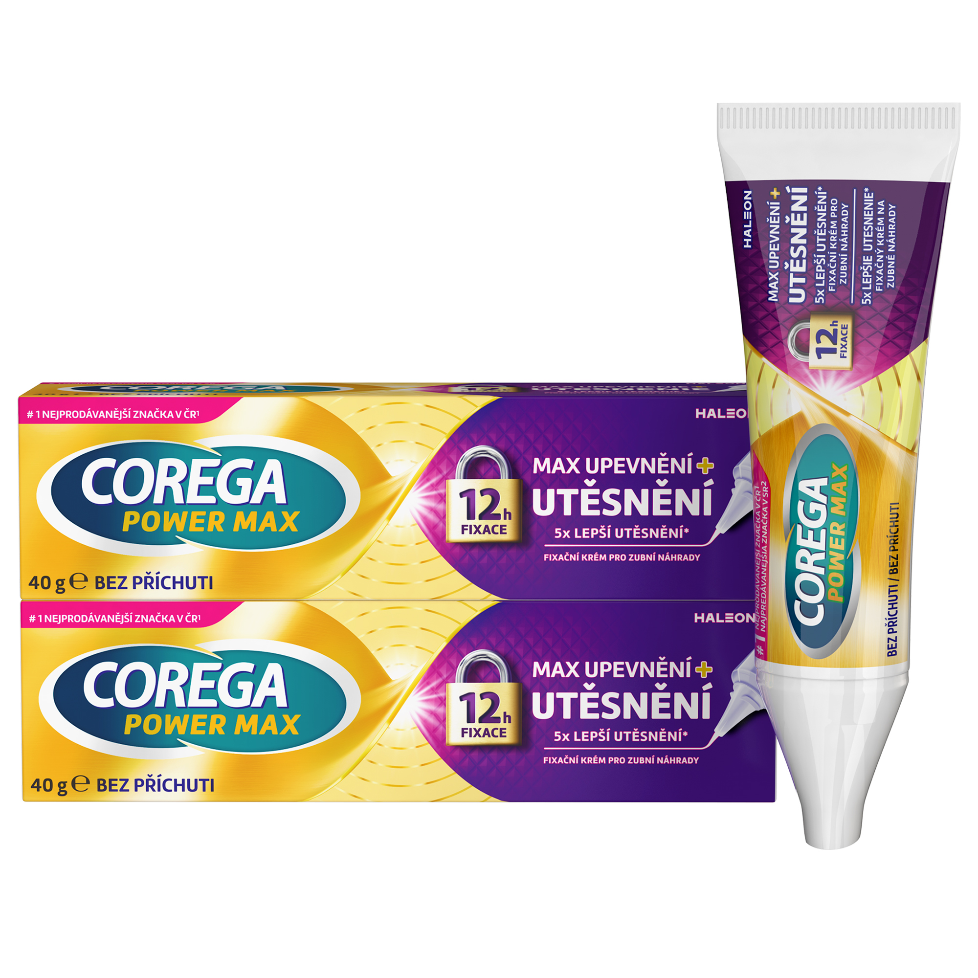 Corega Power Max Upevnění + Utěsnění fixační krém 2x40 g