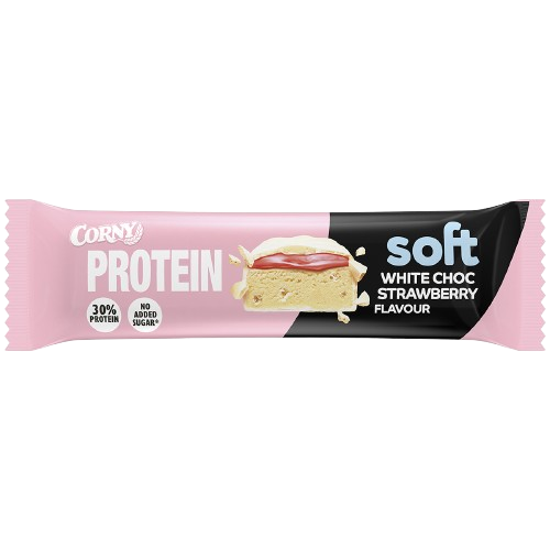 CORNY Protein SOFT, Bílá čokoláda-jahoda 45 g