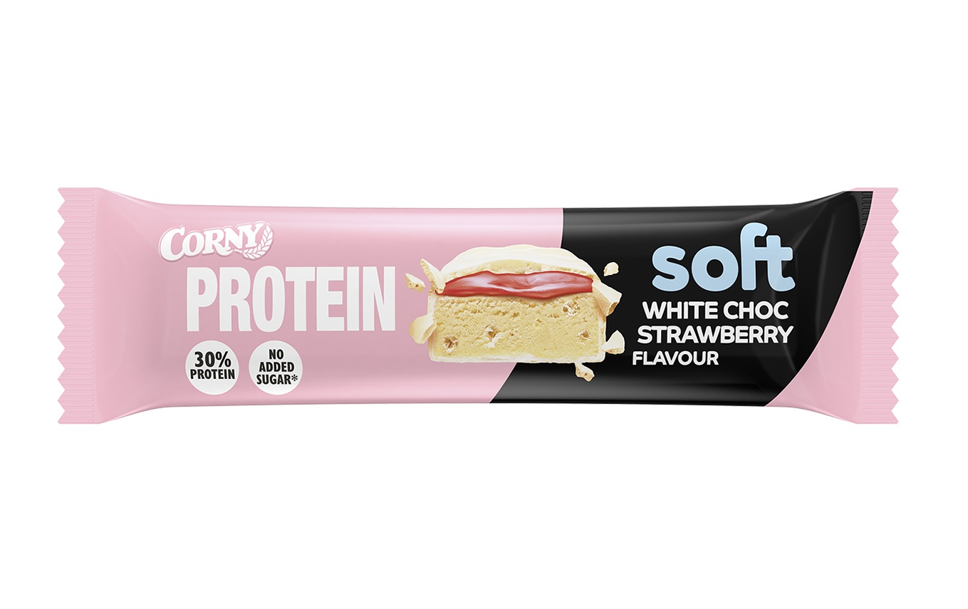 Corny Protein SOFT bílá čokoláda-jahoda 45 g