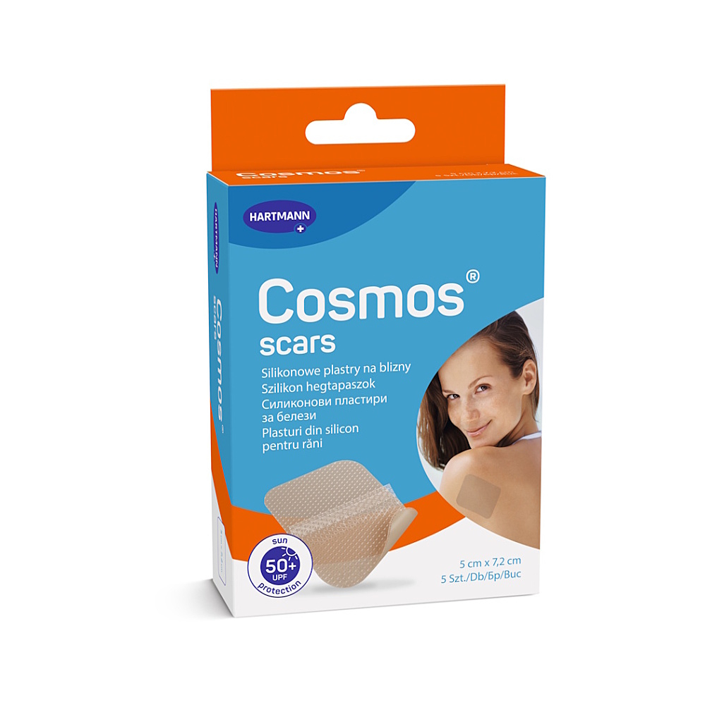 COSMOS Scar náplast na jizvy silikonová 5 x 7,2 cm 5 kusů
