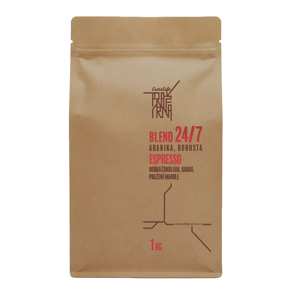 CrossCafe Pražírna Blend 70% Arabica 30% Robusta zrnková káva 1 kg