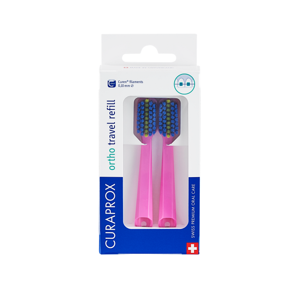 CURAPROX CS 5460 Travel set Ortho Náhradní hlavice Růžový 2 kusy