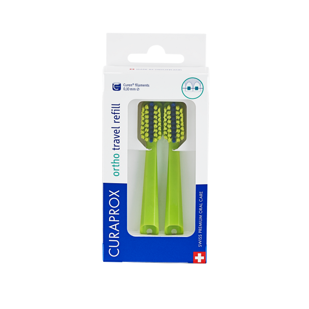 CURAPROX CS 5460 Travel set Ortho Náhradní hlavice Zelený 2 kusy