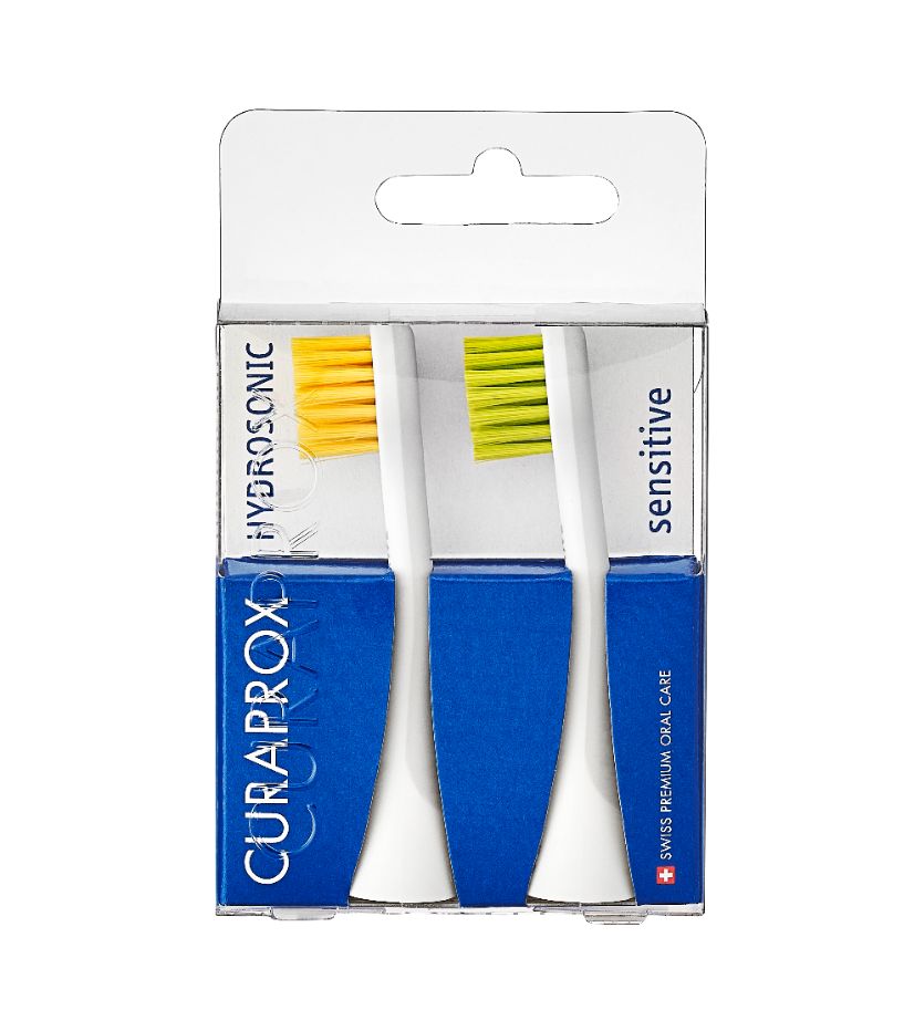 Curaprox Náhradní hlavice hydrosonického kartáčku Sensitive žlutá/zelená 2 ks