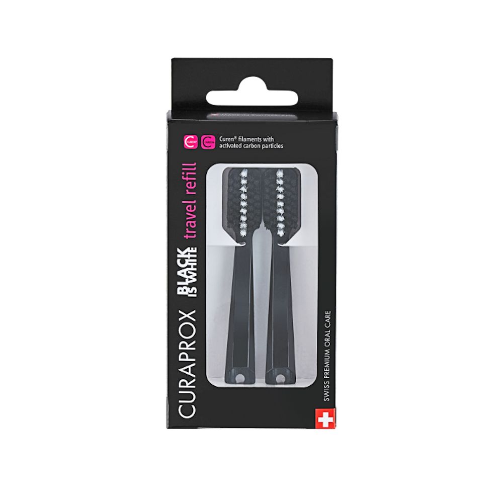 CURAPROX Travel set Black is White - náhradní hlavice 2 kusy