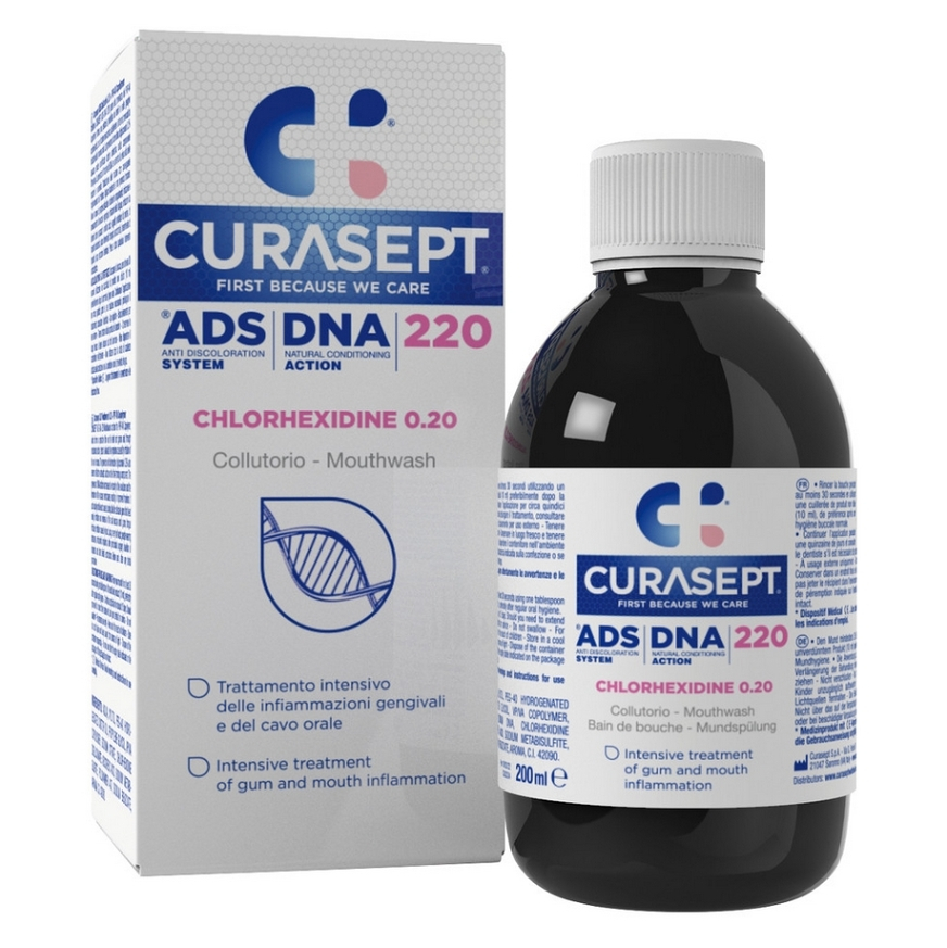 CURASEPT Ads dna 220 ústní voda, 0.2% CHX 200 ml
