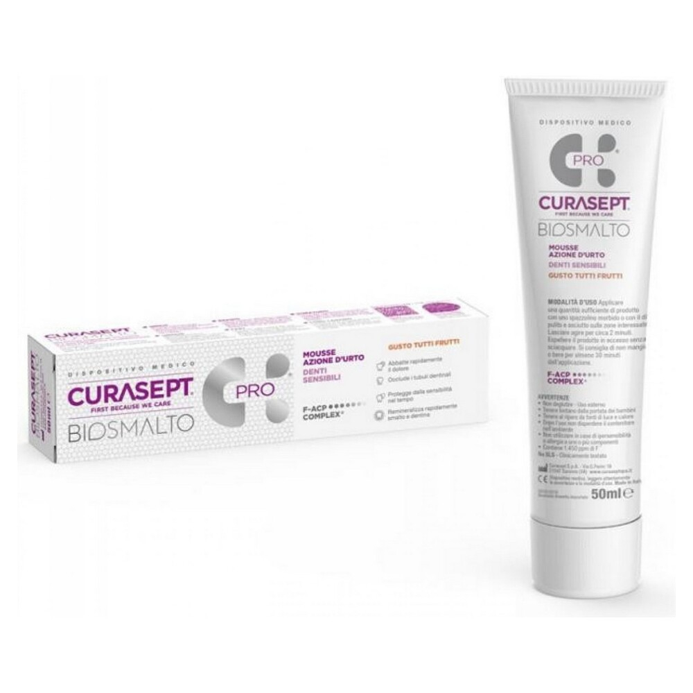 CURASEPT Biosmalto mousse sensitive pěna na citlivé zuby ovocná 50 ml