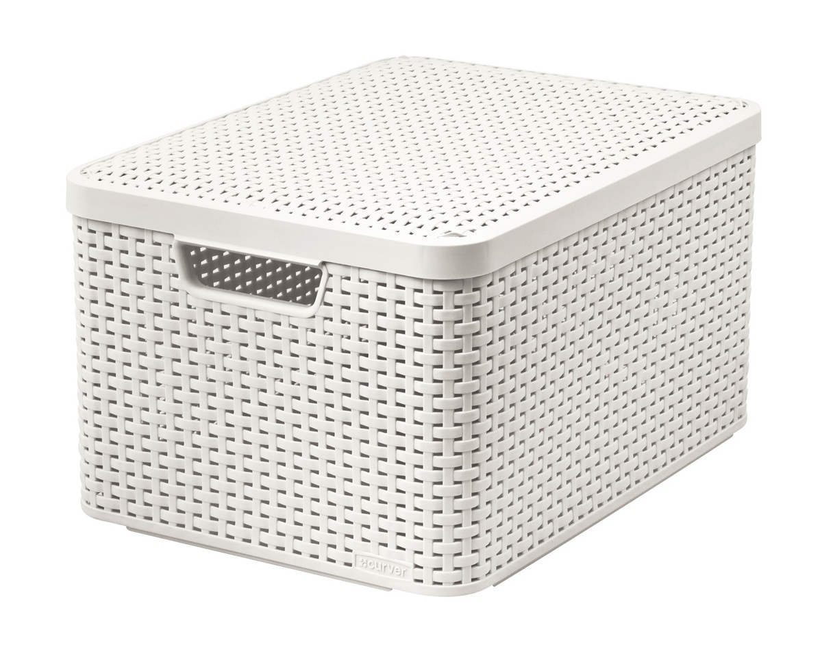 Curver Úložný box Rattan Style2 L s víkem 1 ks krémový
