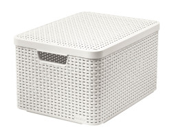 Curver Úložný box Rattan Style2 L s víkem 1 ks krémový