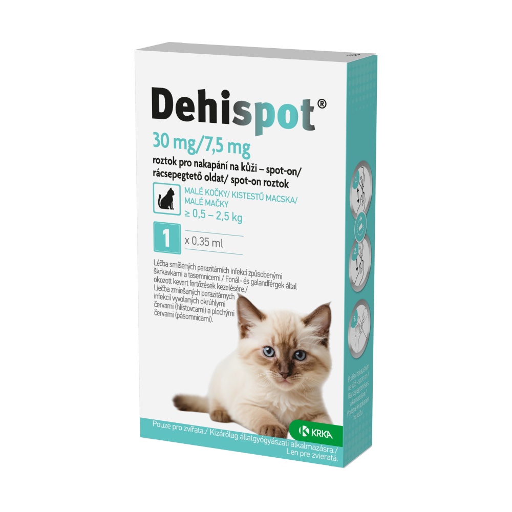 Dehispot spot-on pro malé kočky 30/7,5 mg roztok pro nakapání na kůži 1 pipeta