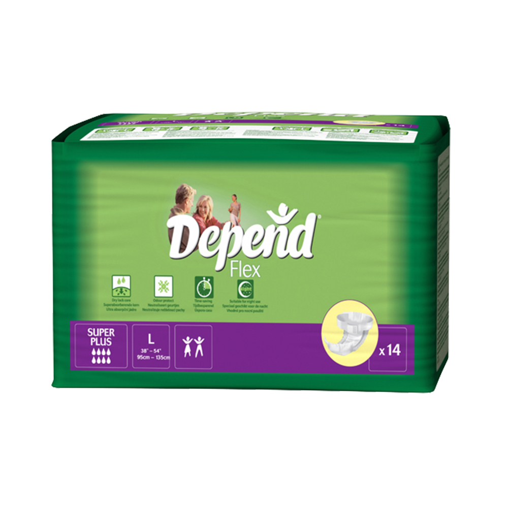 Depend Flex Super Plus vel. L plenkové kalhotky prodyšné 14 ks