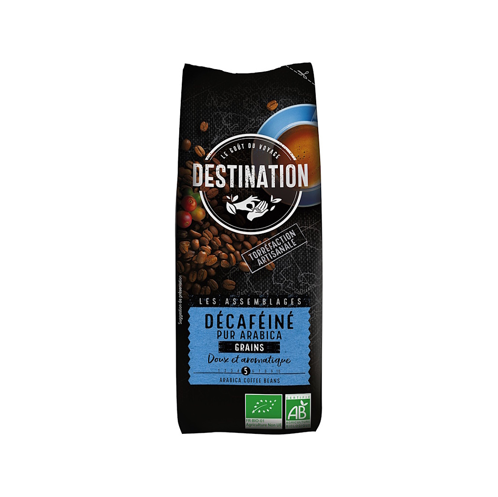 DESTINATION Káva zrnková bez kofeinu 100 % arabika BIO 250 g