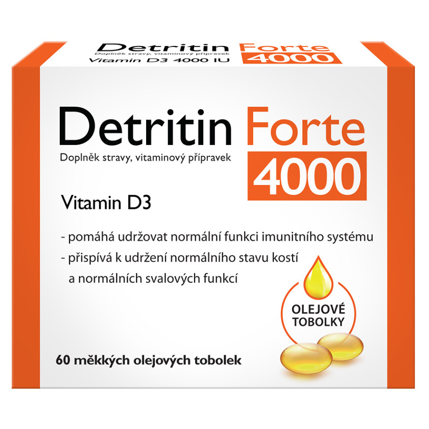 DETRITIN Forte vitamin D3 4000 IU 60 měkkých tobolek