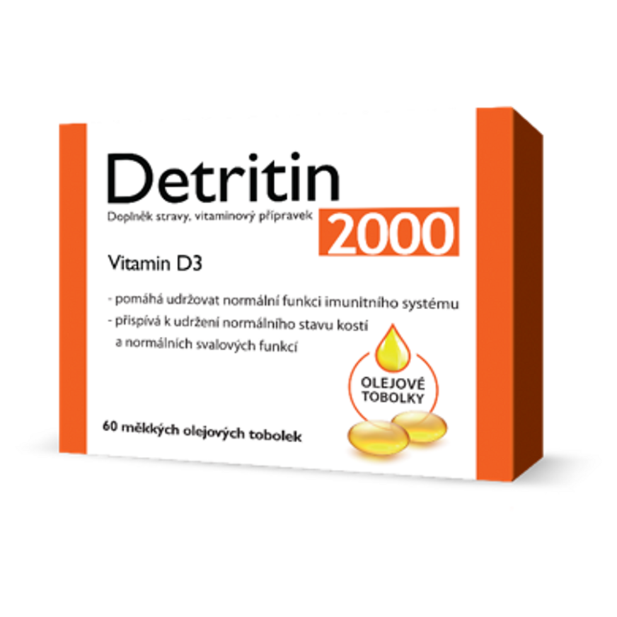 DETRITIN Vitamin D3 2000 IU 60 měkkých tobolek