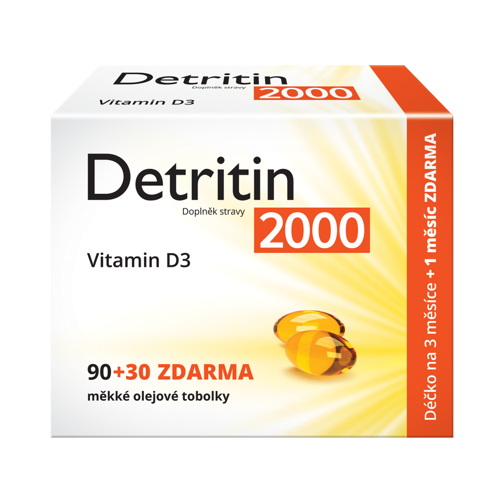 Detritin Vitamin D3 2000 IU 90+30 měkkých tobolek