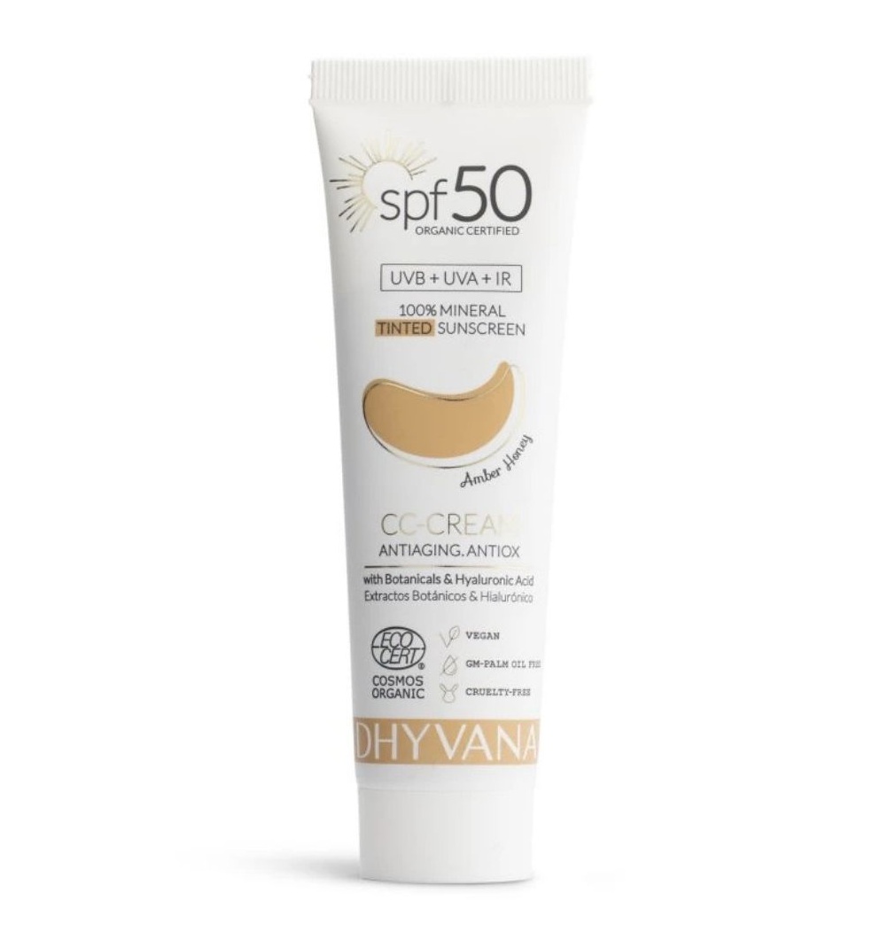 Dhyvana Přírodní minerální tónovací krém SPF50 Amber Honey 50 ml
