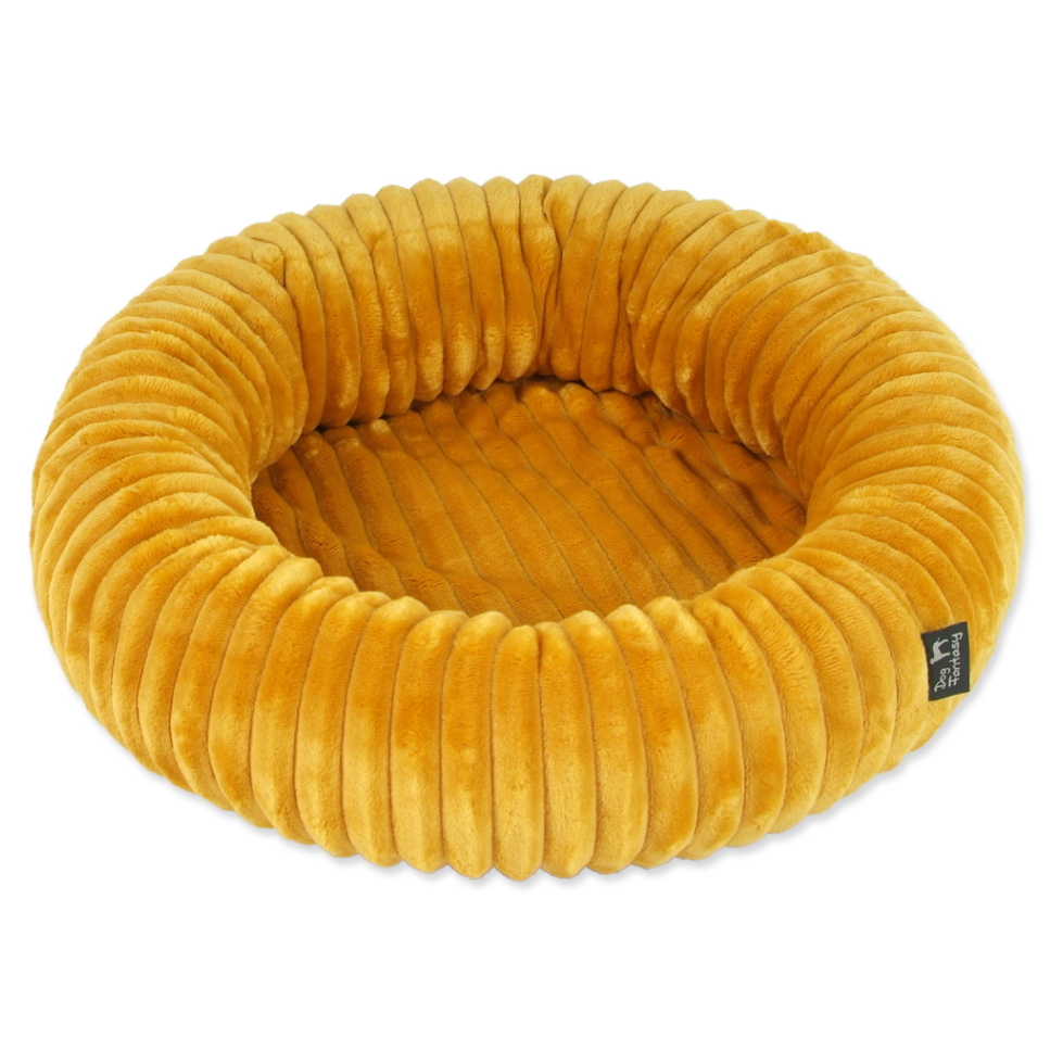 DOG FANTASY Stripe Pelech pro psy kulatý hořčicový 40 cm