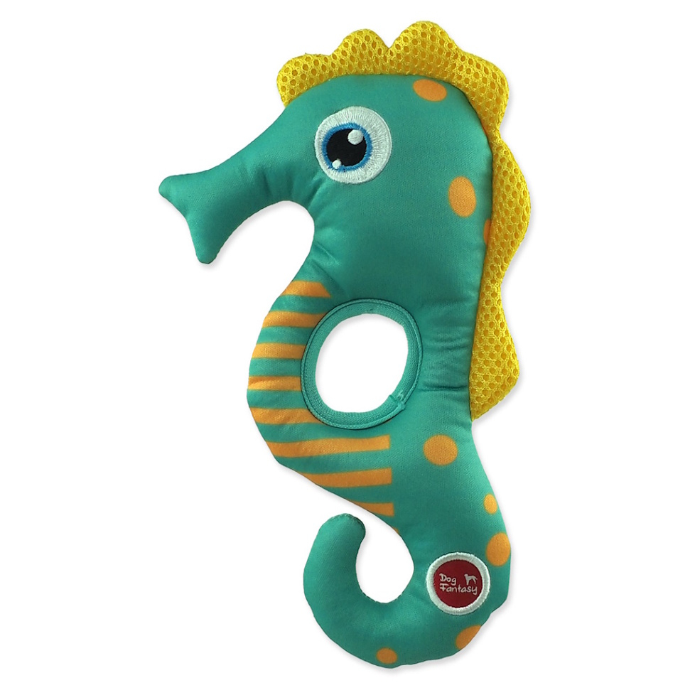 DOG FANTASY Water Float Pískací a plovoucí mořský koník zelená 22,5 cm