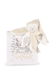 Doudou et Compagnie Paris Dárková sada Plyšový muchláček medvídek s čepičkou 25 cm béžový