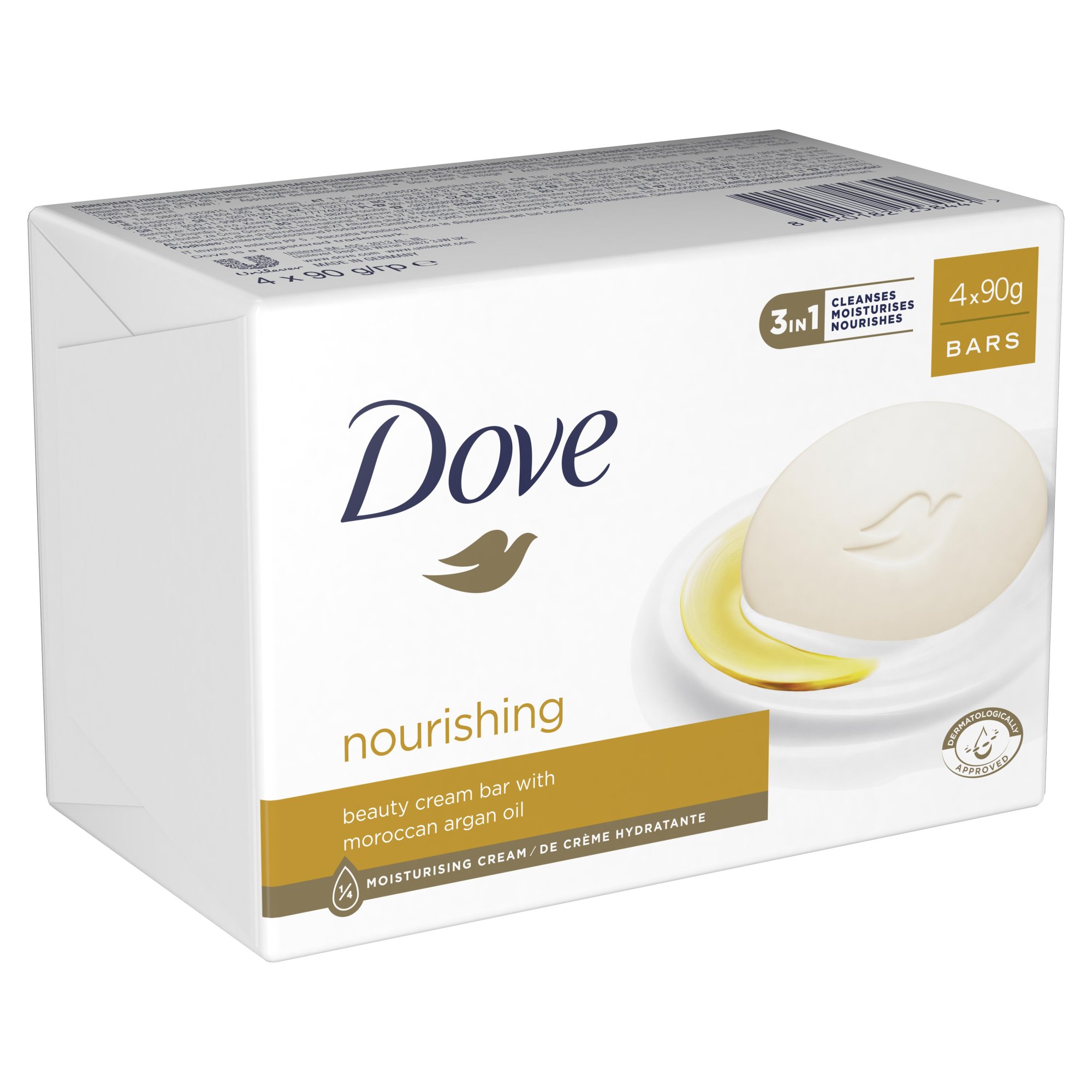 DOVE Nourishing Arganový olej Krémové mýdlo Multipack 4 x 90 g