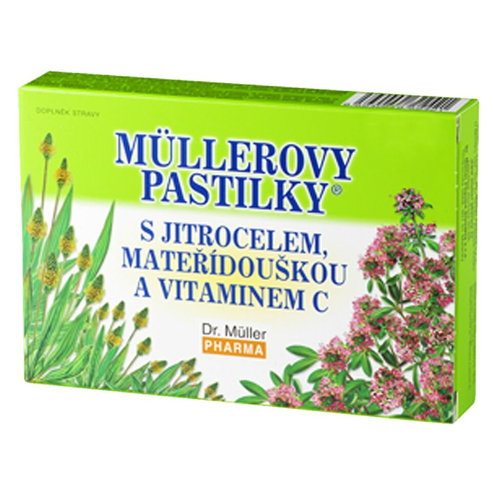 DR. MÜLLER Müllerovy pastilky s jitrocelem, mateřídouškou a vitaminem C 24 pastilek