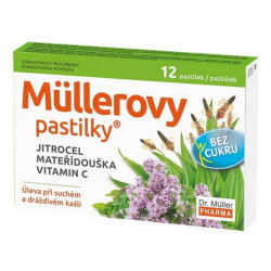DR. MÜLLER Müllerovy pastilky s jitrocelem, mateřídouškou bez cukru 12 pastilek