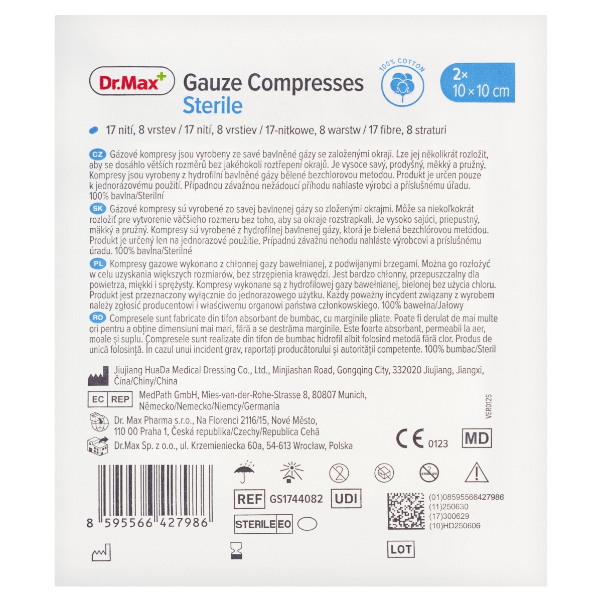 Dr. Max Gauze Compresses Sterile 10x10 cm 2 ks